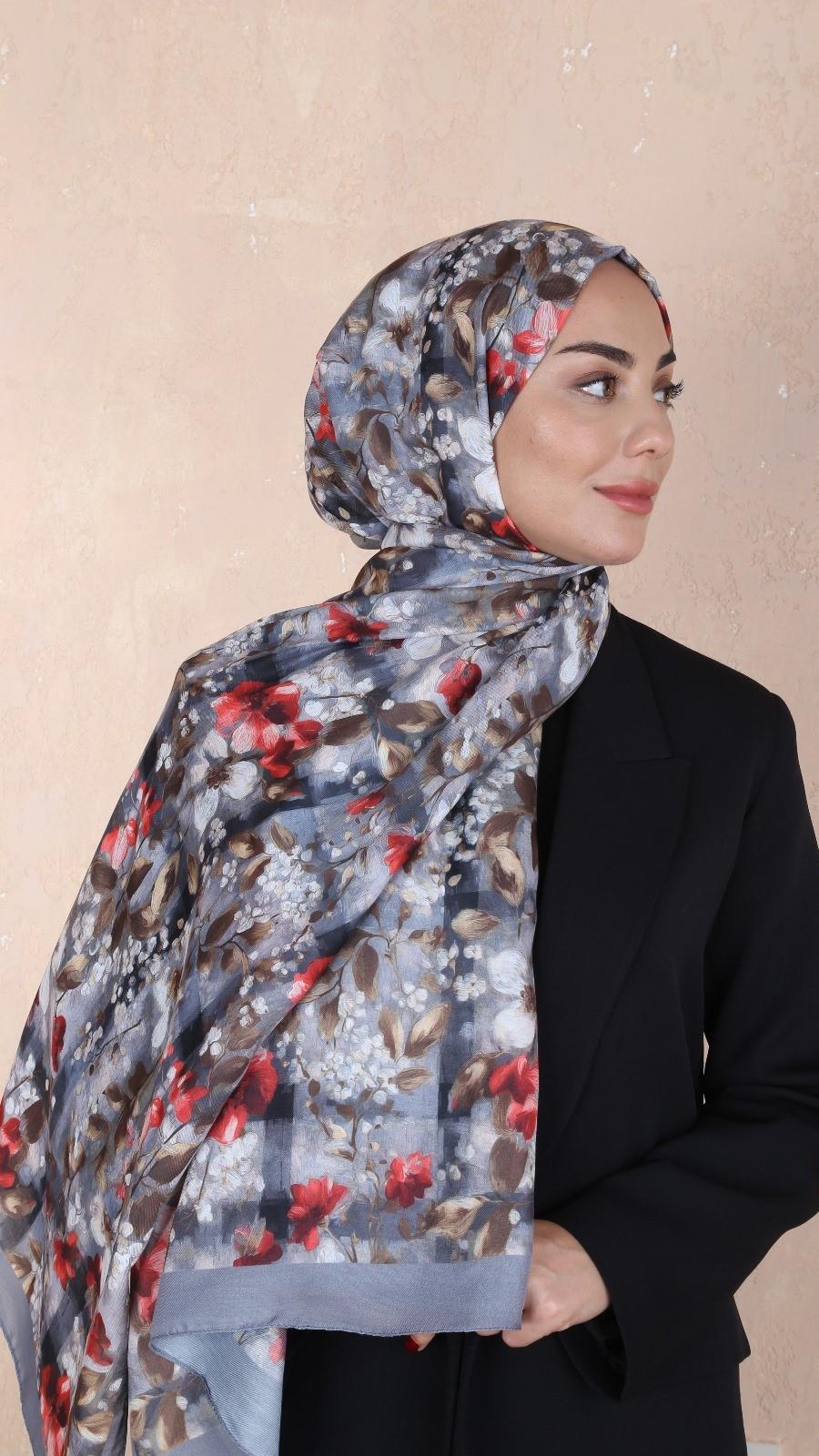 Locella Koza Pamuk Şal-Gri-9