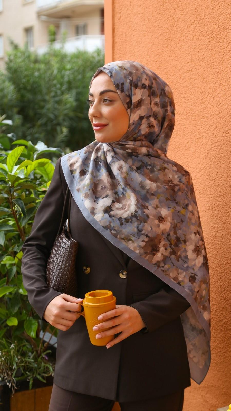 Locella Koza Pamuk Şal-Gri-6