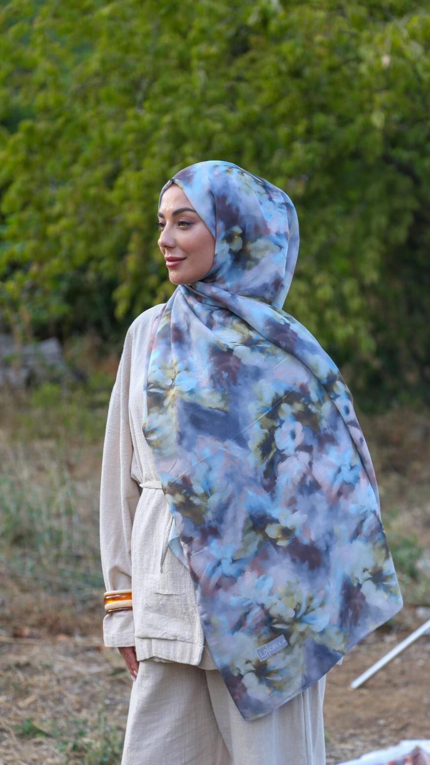 Locella Koza Pamuk Şal-Gri-9