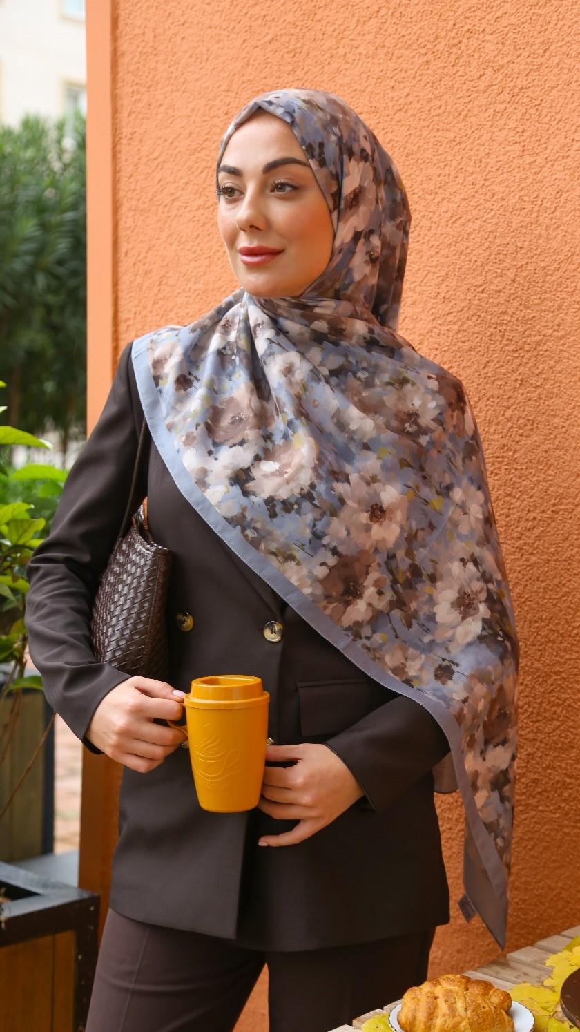 Locella Koza Pamuk Şal-Gri-6