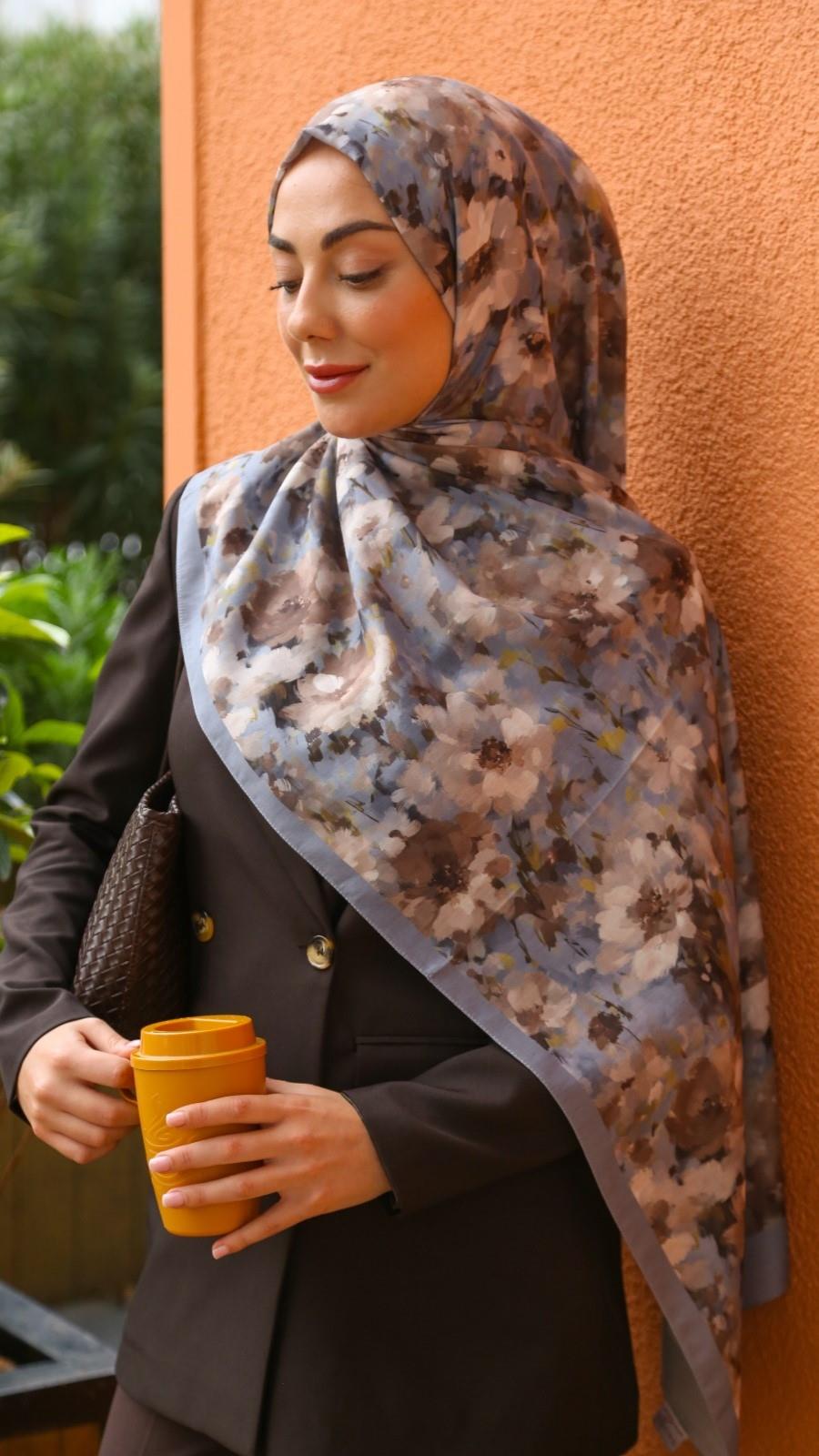 Locella Koza Pamuk Şal-Gri-6