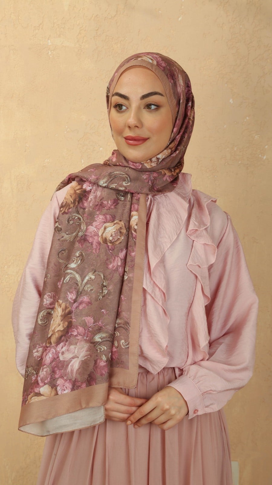Locella Koza Pamuk Şal Gül Kurusu