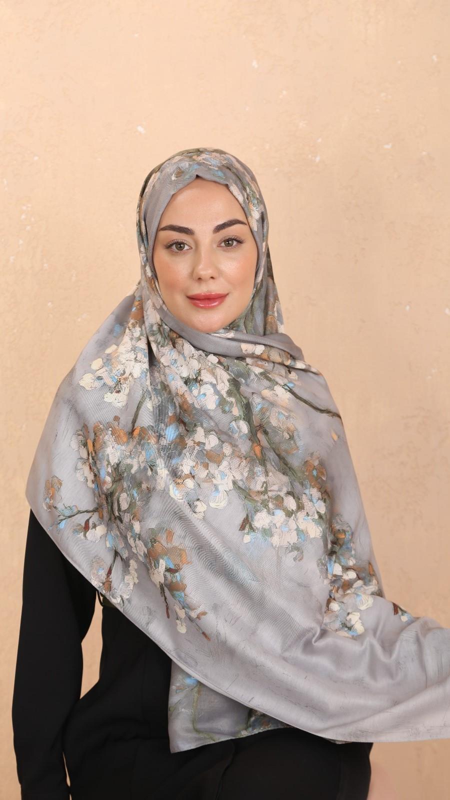 Locella Koza Pamuk Şal-Gri-3