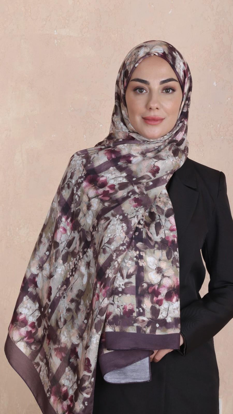 Locella Koza Pamuk Şal-Kızıl Kahve-6