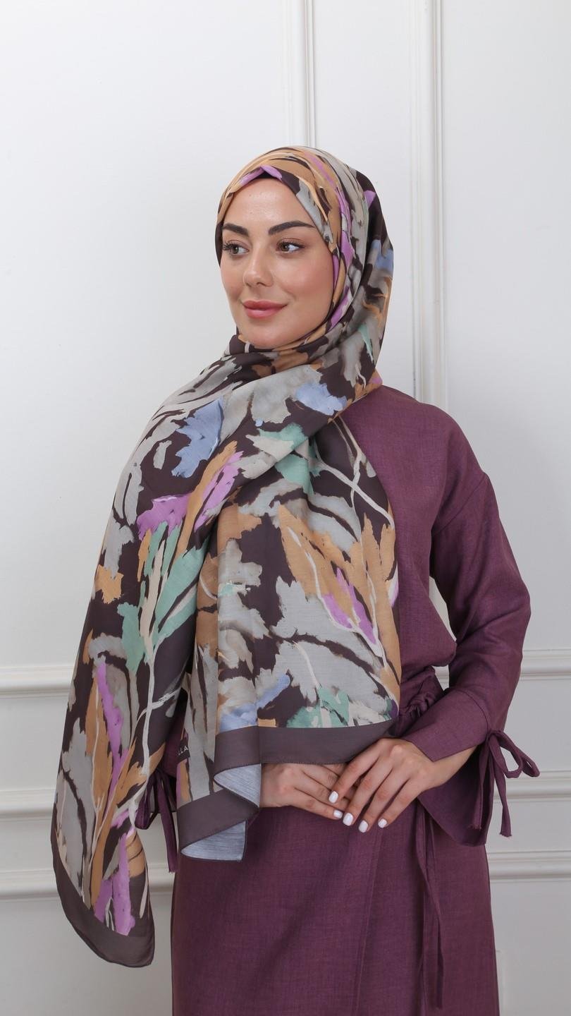 Locella Koza Pamuk Şal Kahverengi-4