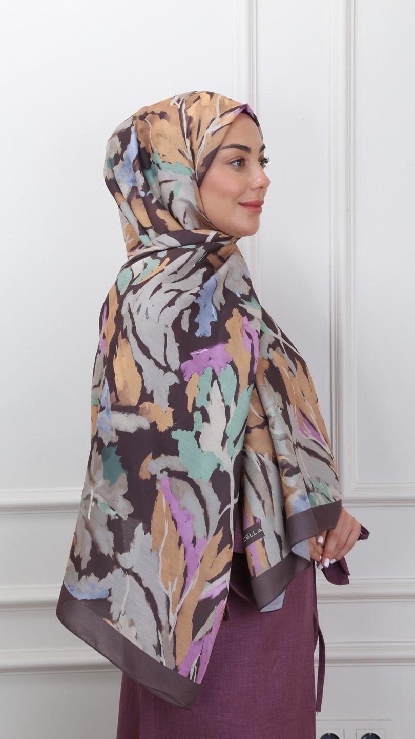 Locella Koza Pamuk Şal Kahverengi-4