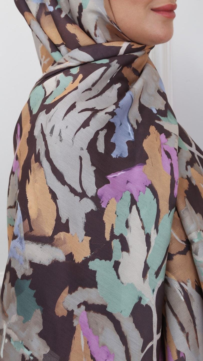 Locella Koza Pamuk Şal Kahverengi-4