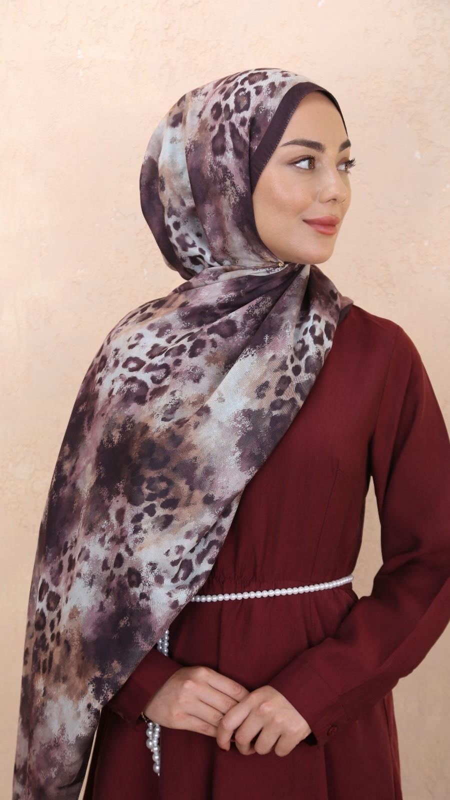 Locella Koza Pamuk Şal-Kızıl Kahve-8