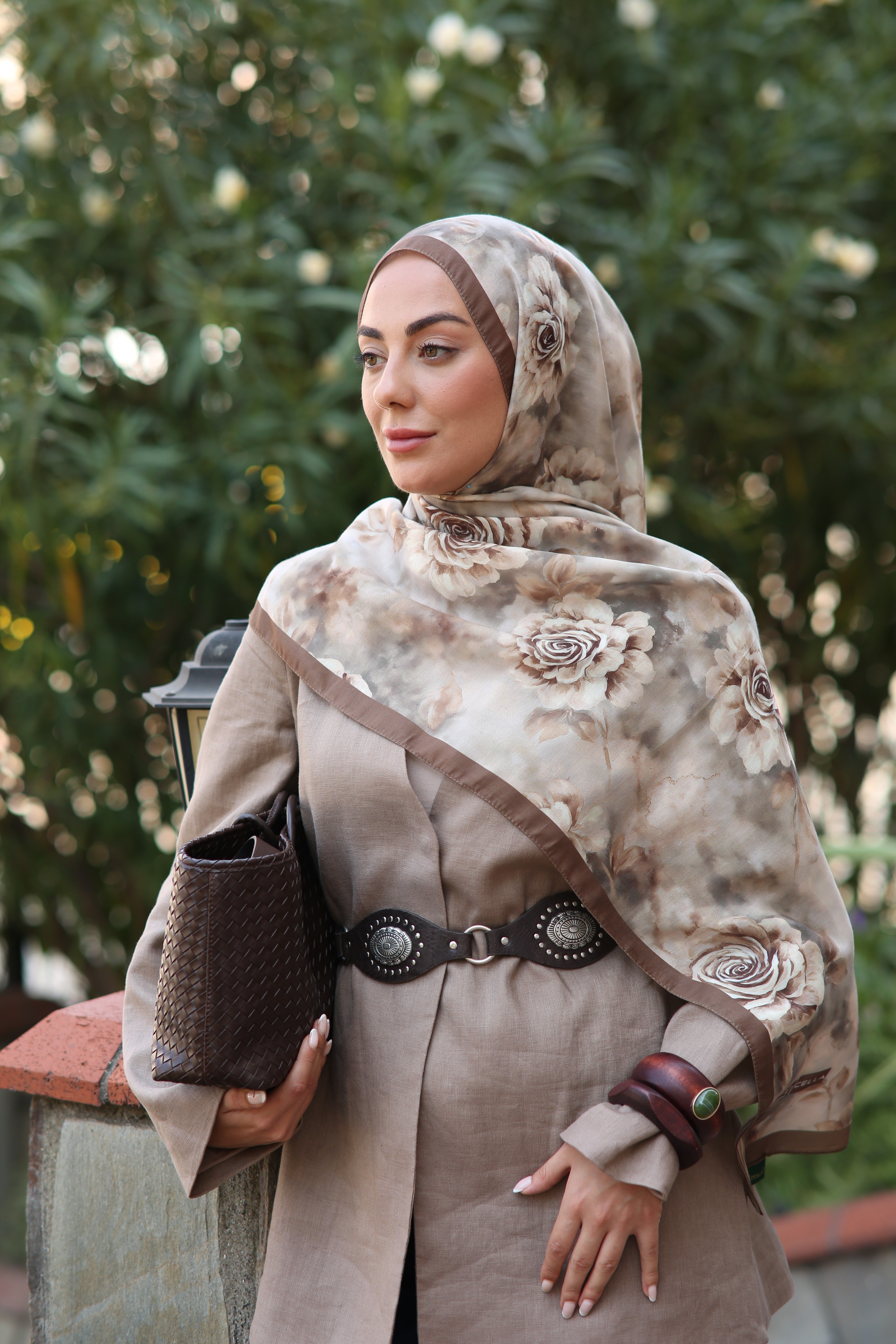 Locella Koza Pamuk Şal Kahverengi Serisi 6