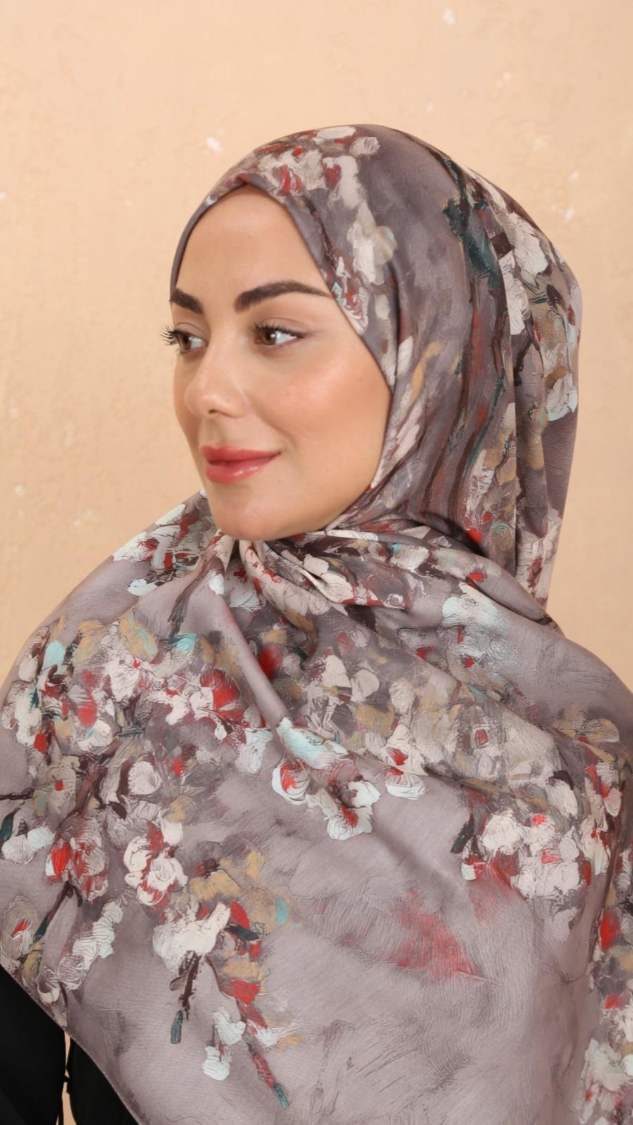 Locella Koza Pamuk Şal-Koyu Vizon-7