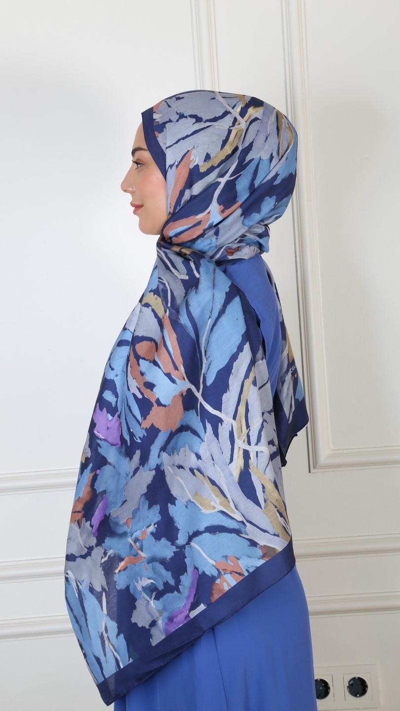 Locella Koza Pamuk Şal Lacivert-2