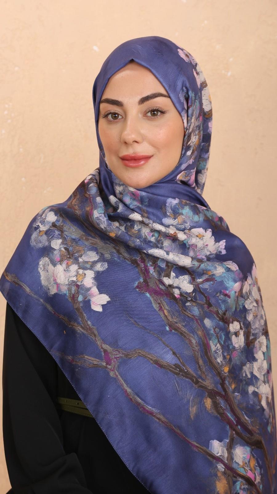 Locella Koza Pamuk Şal-Lacivert-9