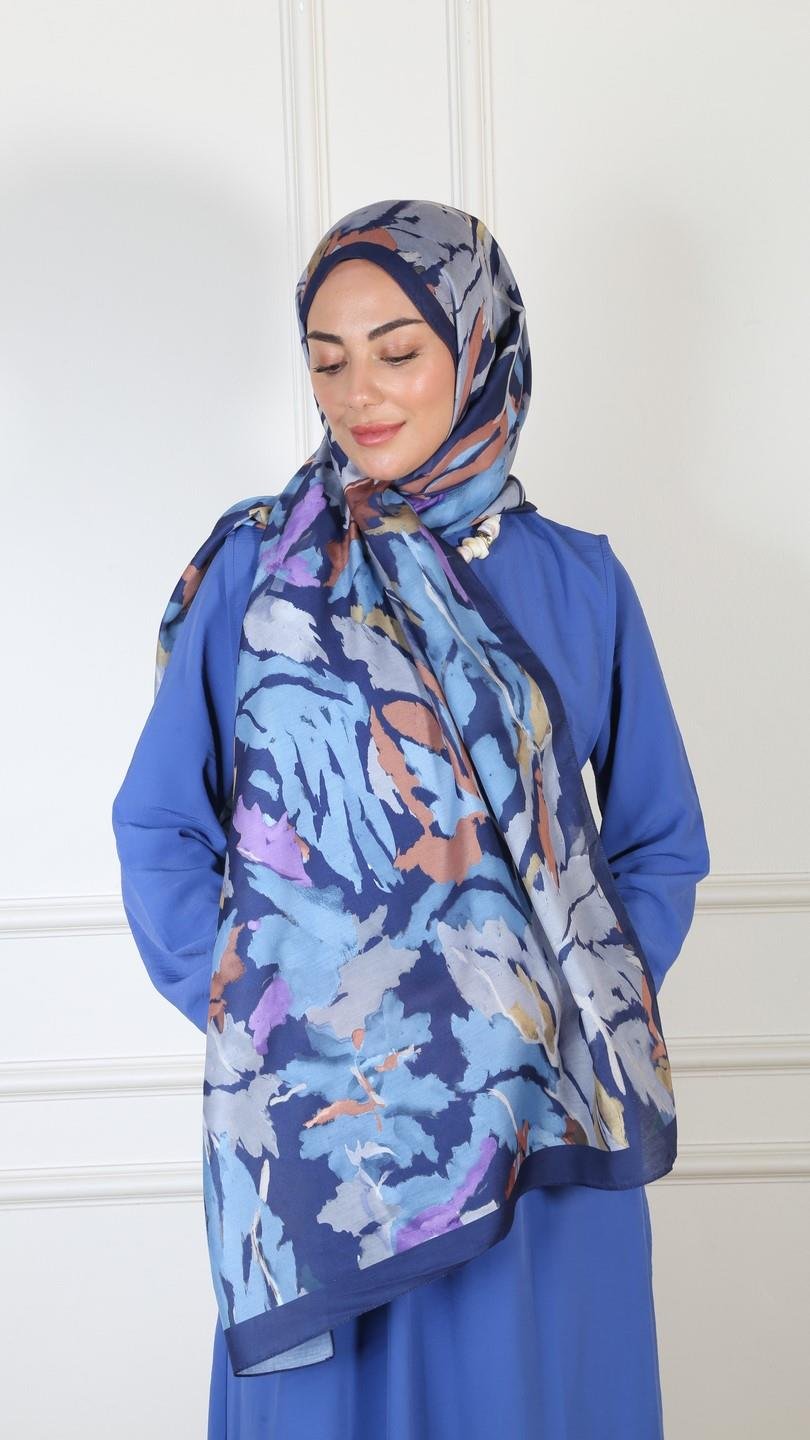 Locella Koza Pamuk Şal Lacivert-2