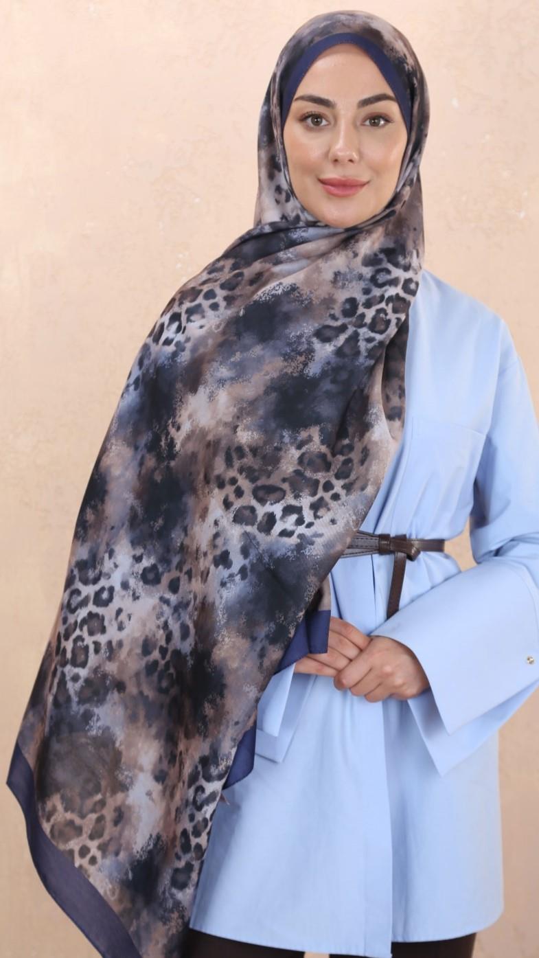 Locella Koza Pamuk Şal-Lacivert-7