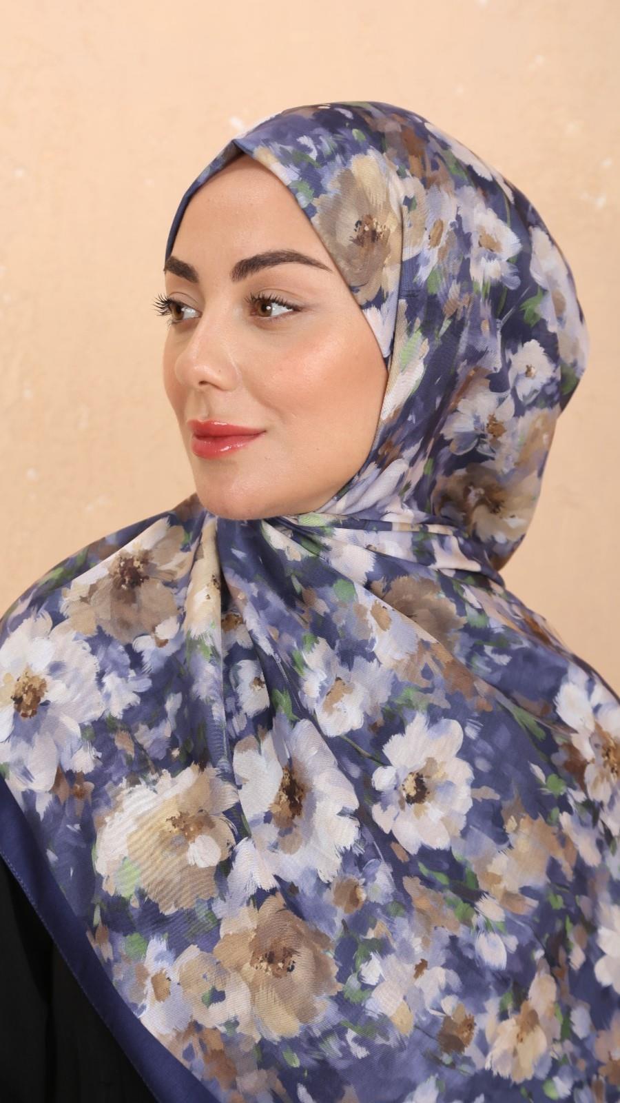 Locella Koza Pamuk Şal-Lacivert-8