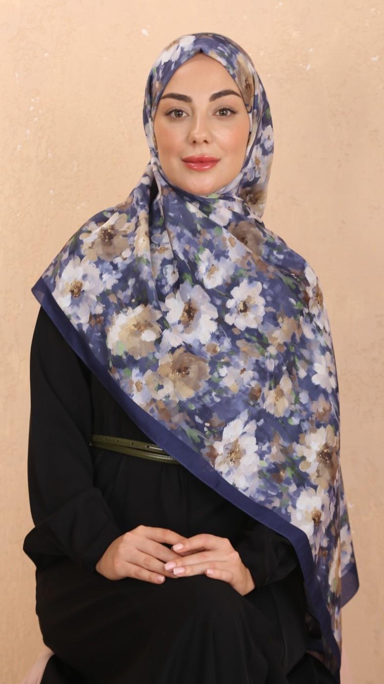 Locella Koza Pamuk Şal-Lacivert-8