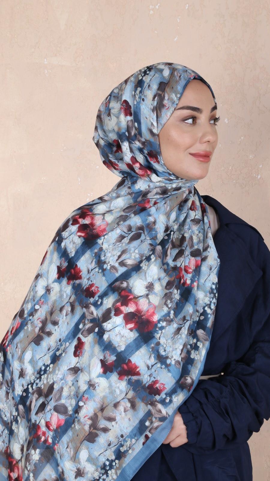 Locella Koza Pamuk Şal-Mavi-2