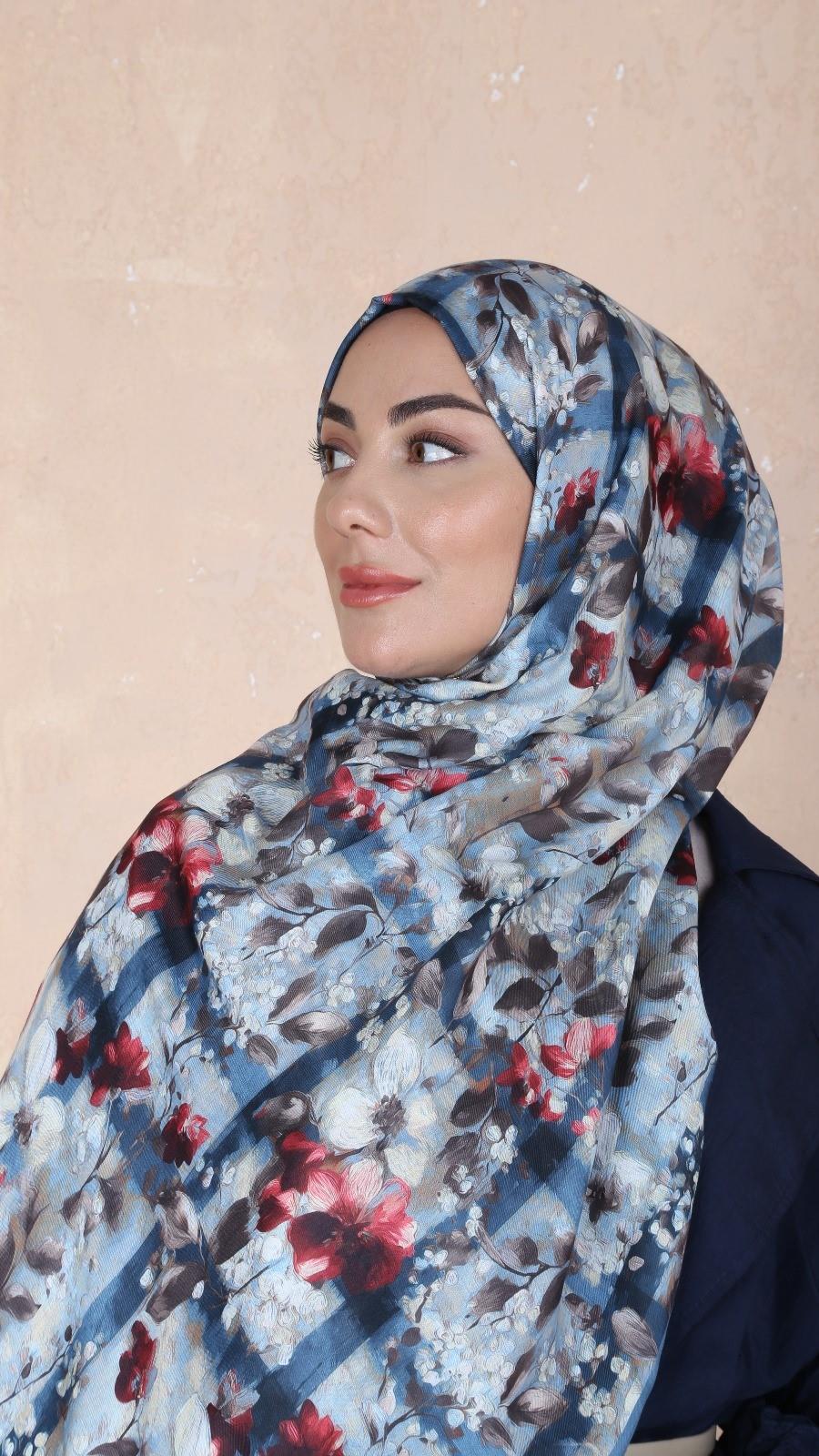 Locella Koza Pamuk Şal-Mavi-2