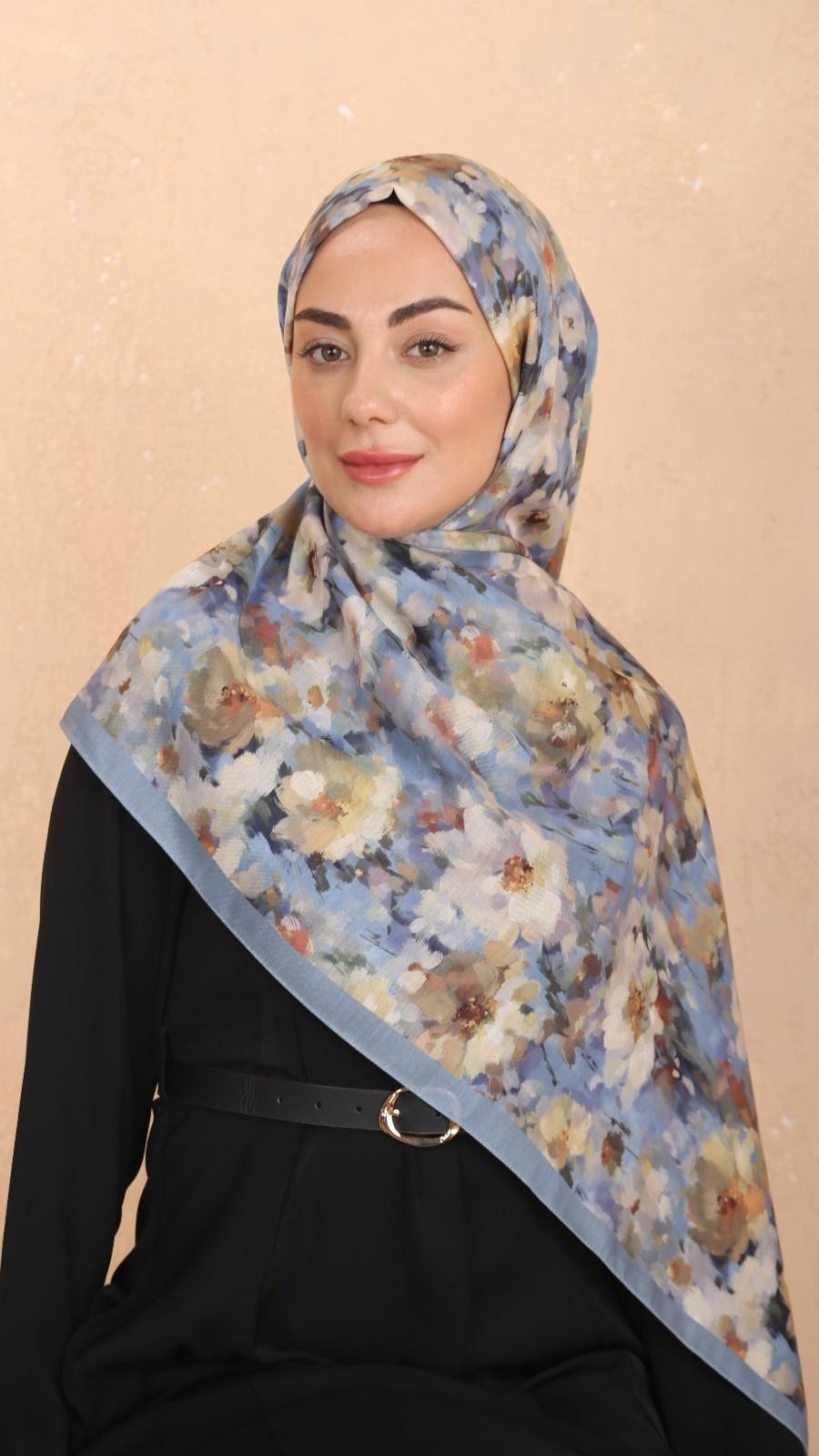 Locella Koza Pamuk Şal-Mavi-2