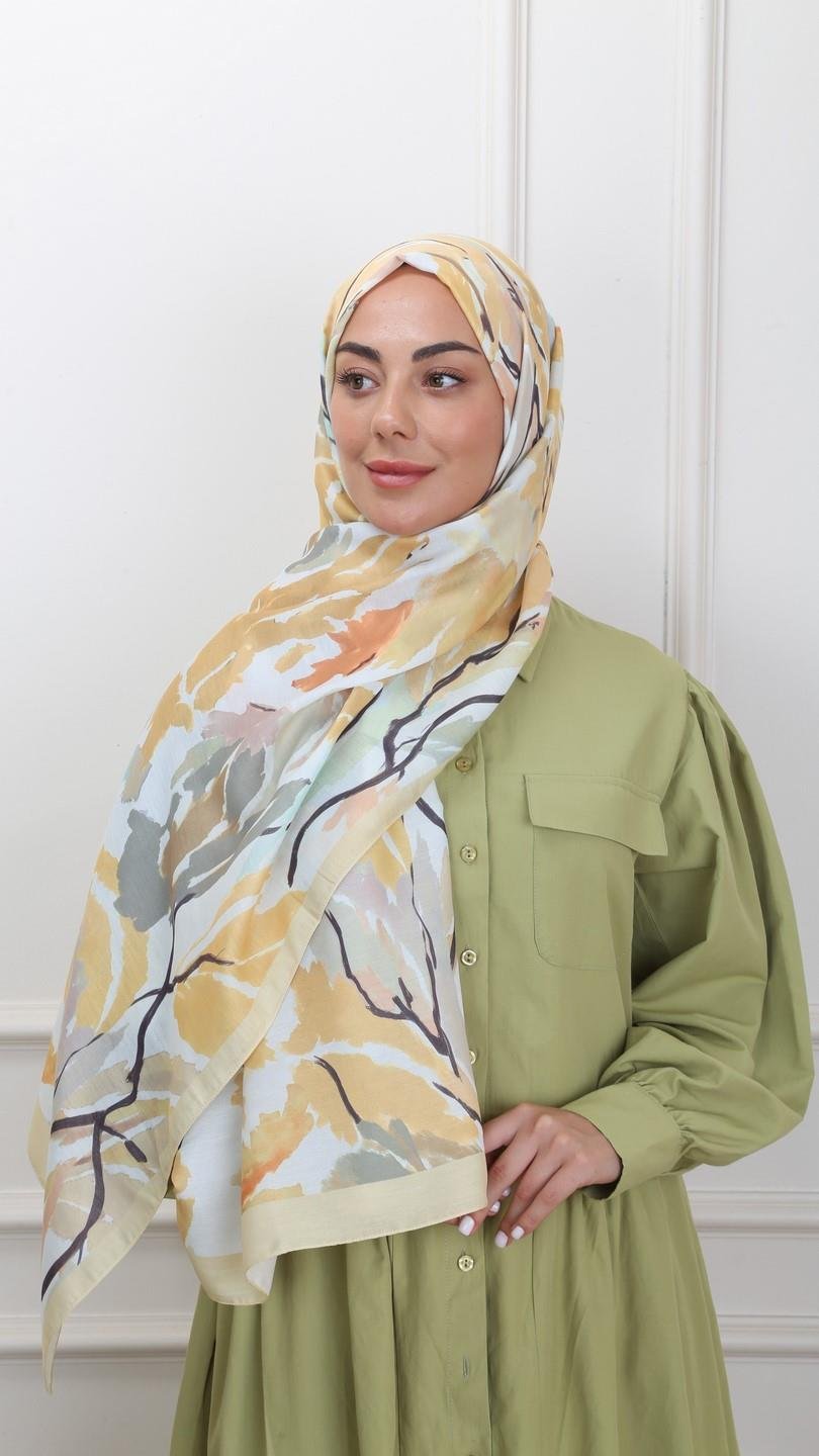 Locella Koza Pamuk Şal Sarı-6