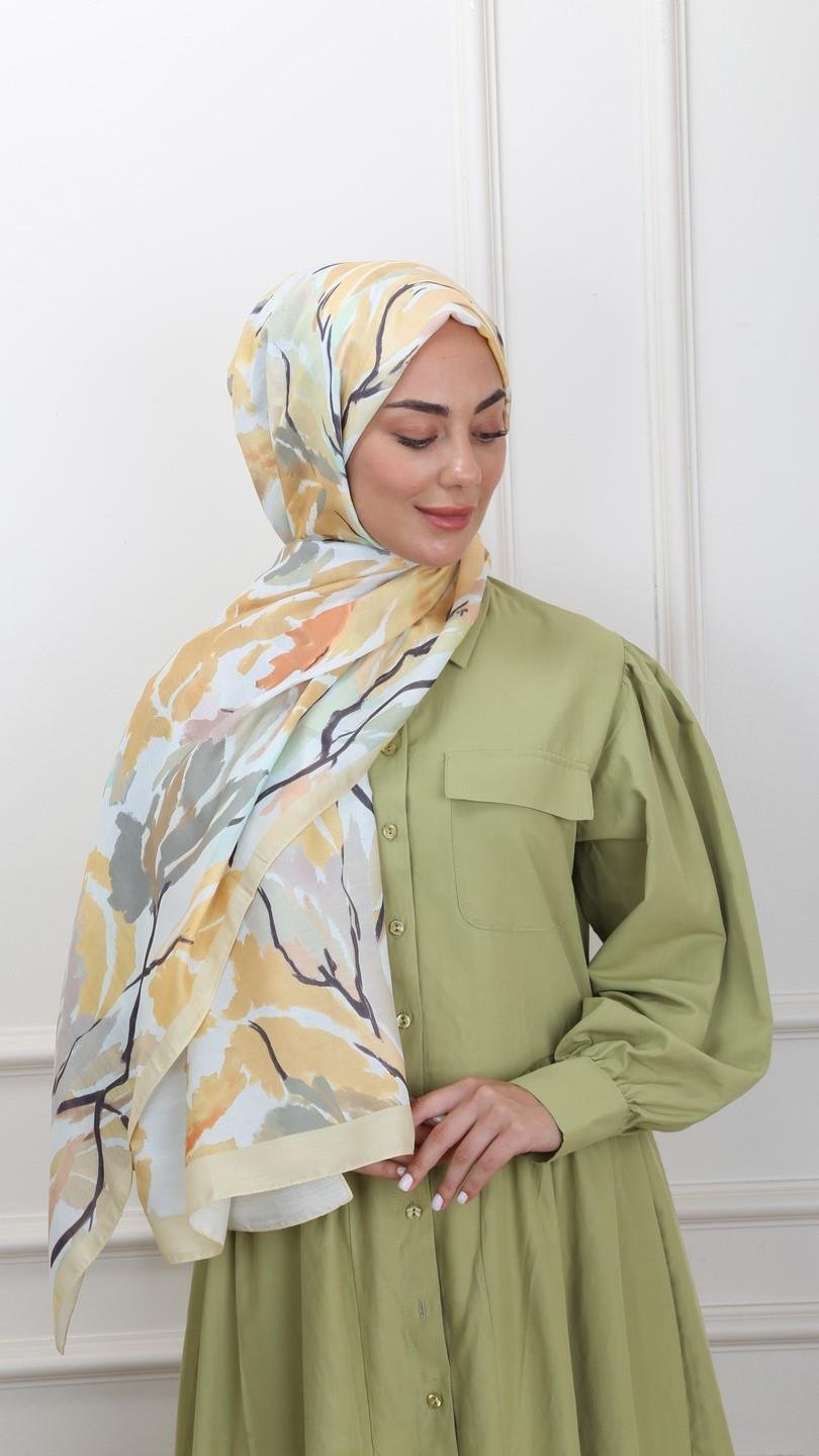 Locella Koza Pamuk Şal Sarı-6