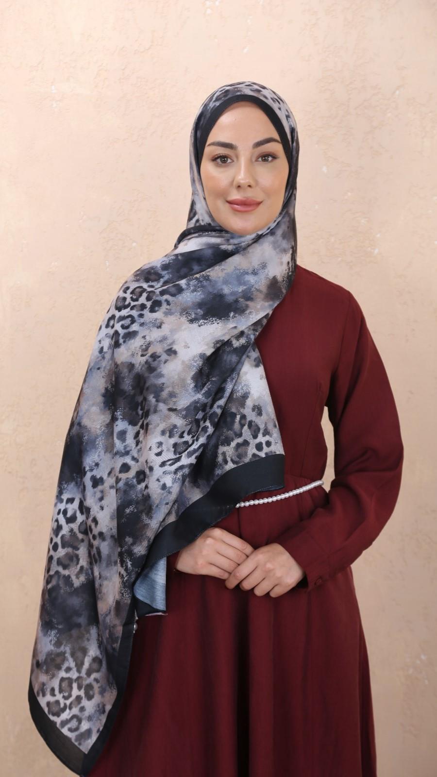 Locella Koza Pamuk Şal-Siyah Gri-4