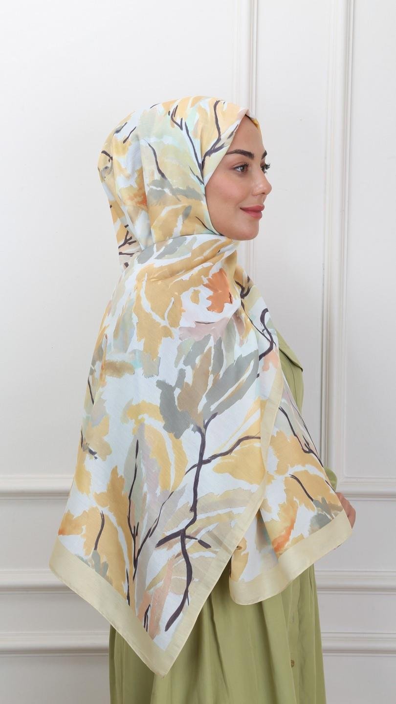 Locella Koza Pamuk Şal Sarı-6