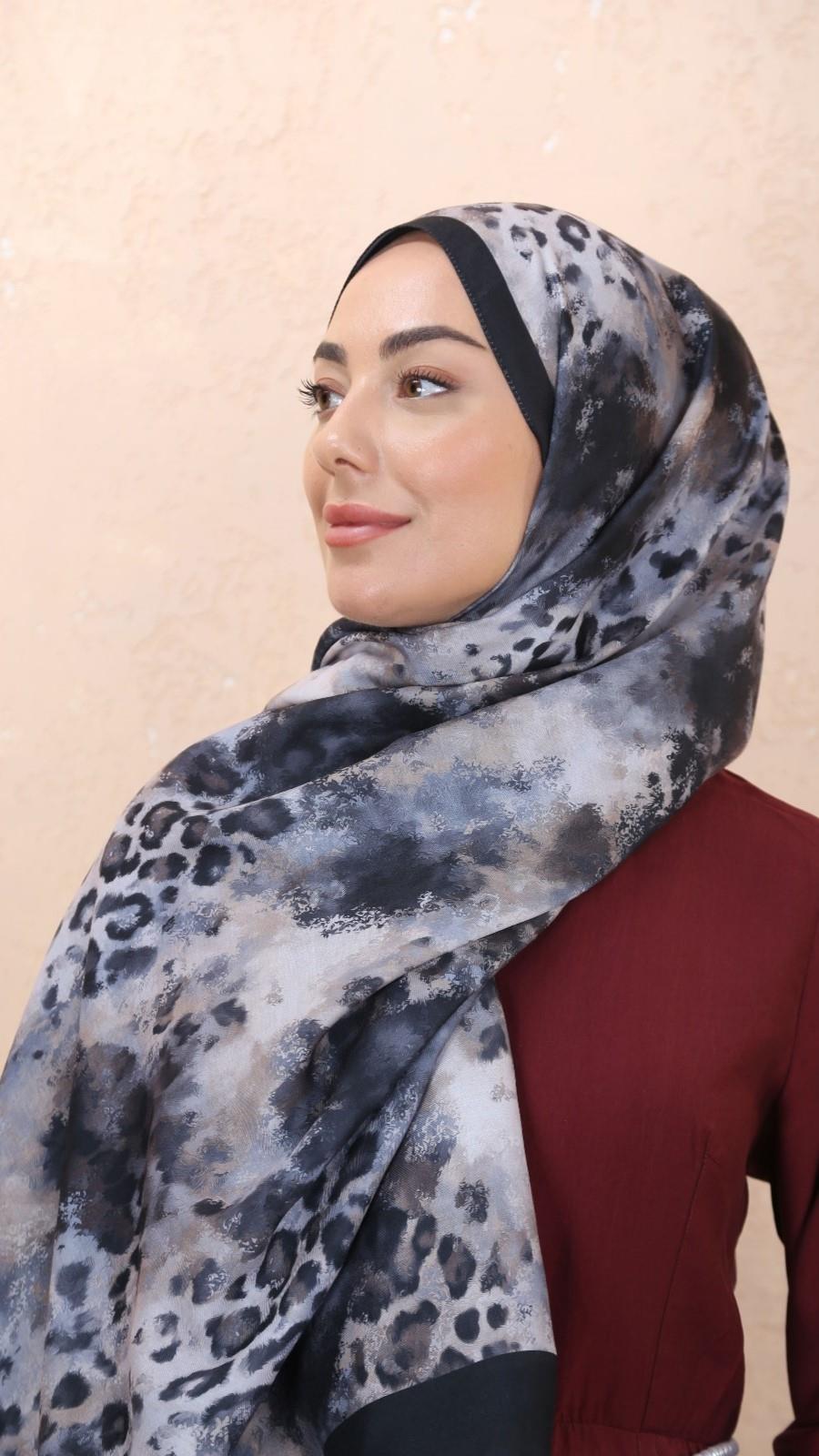 Locella Koza Pamuk Şal-Siyah Gri-4