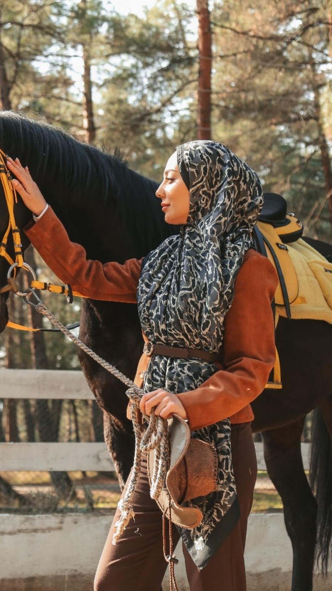 Locella Koza Pamuk Şal-Siyah Yeşil-7