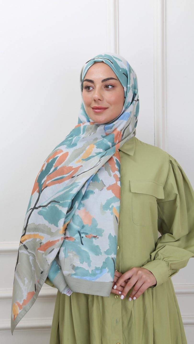 Locella Koza Pamuk Şal Yağ Yeşili-10