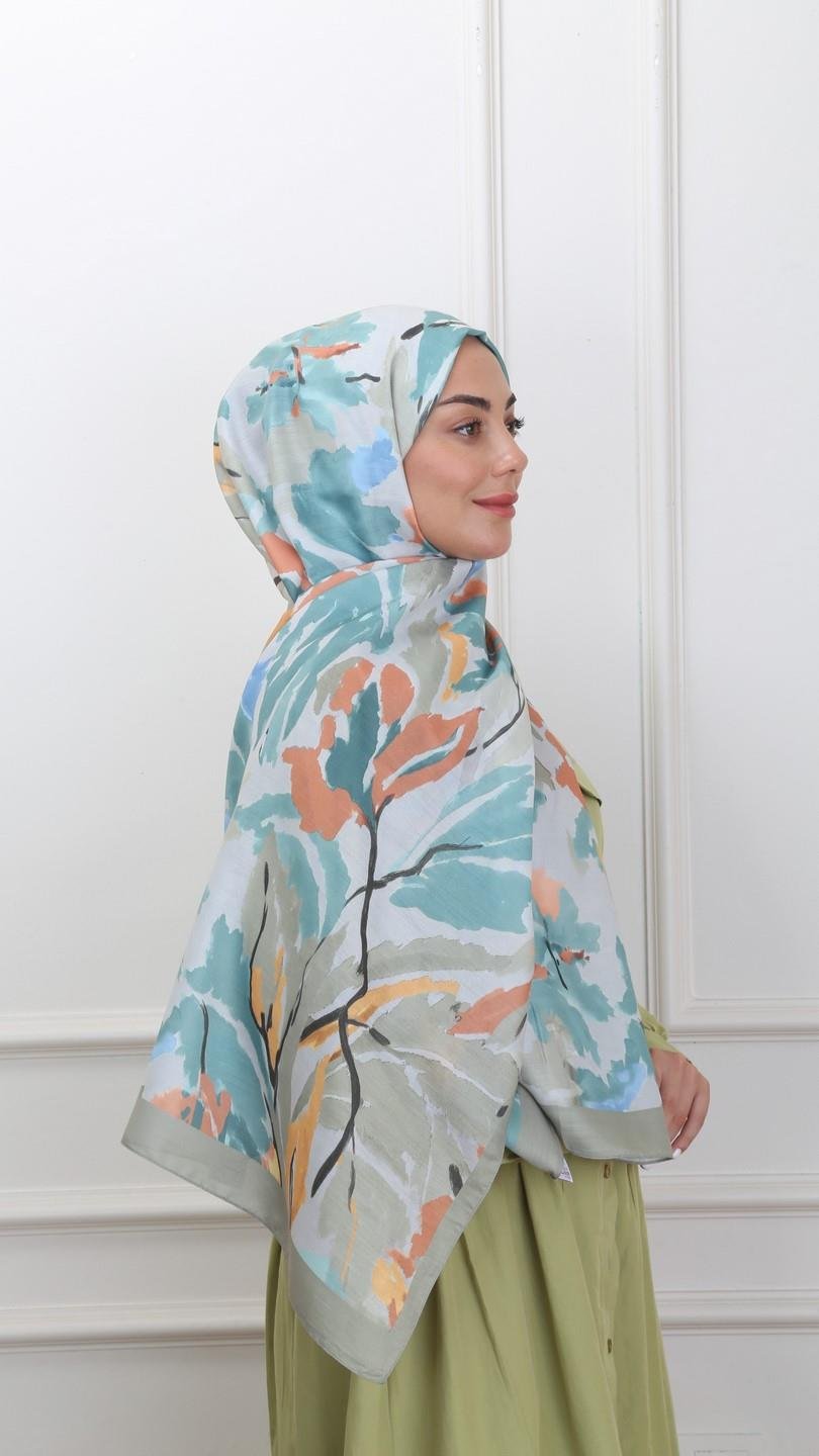 Locella Koza Pamuk Şal Yağ Yeşili-10