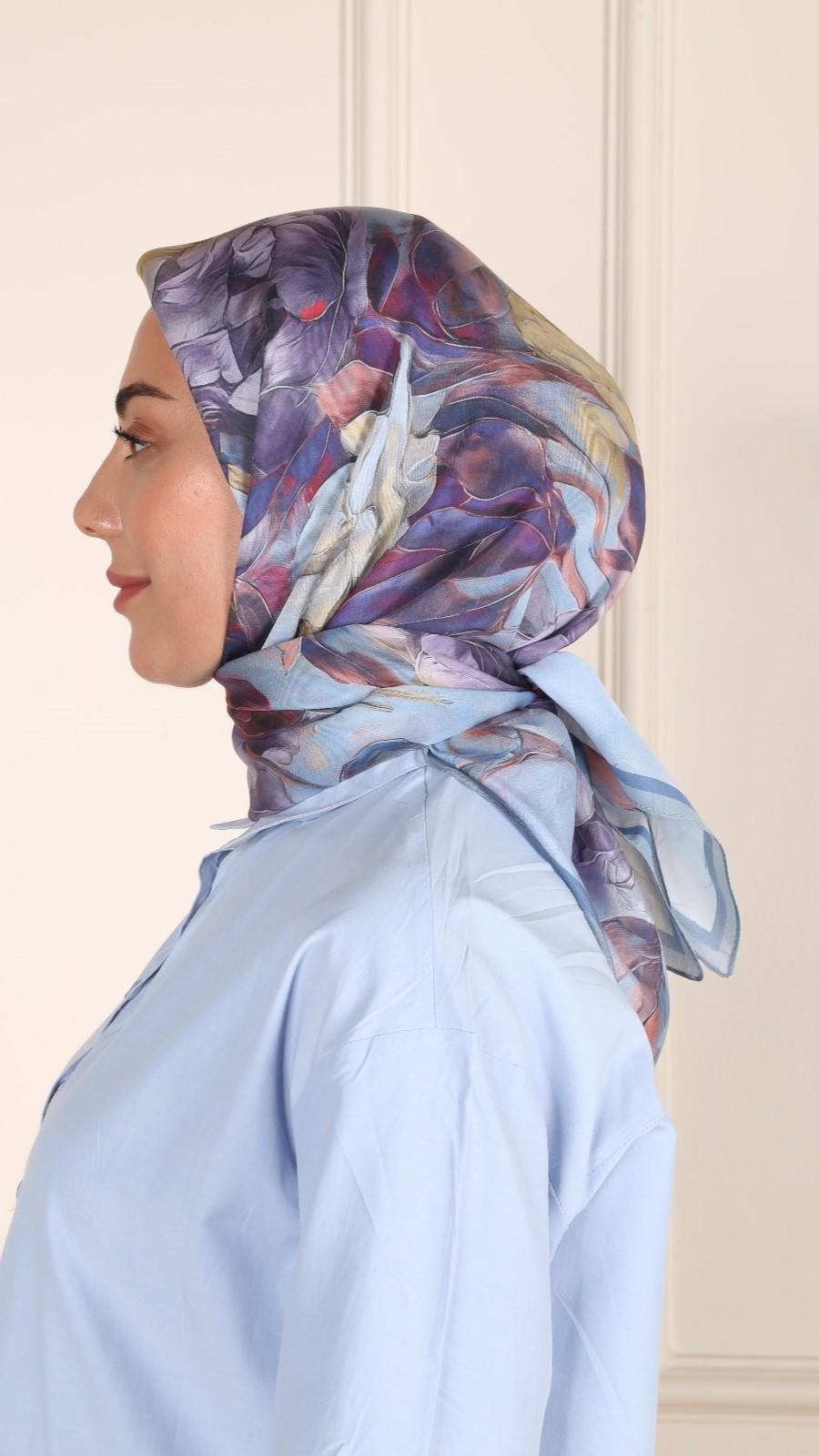 Locella Modal İpek Eşarp Açık Mavi-13