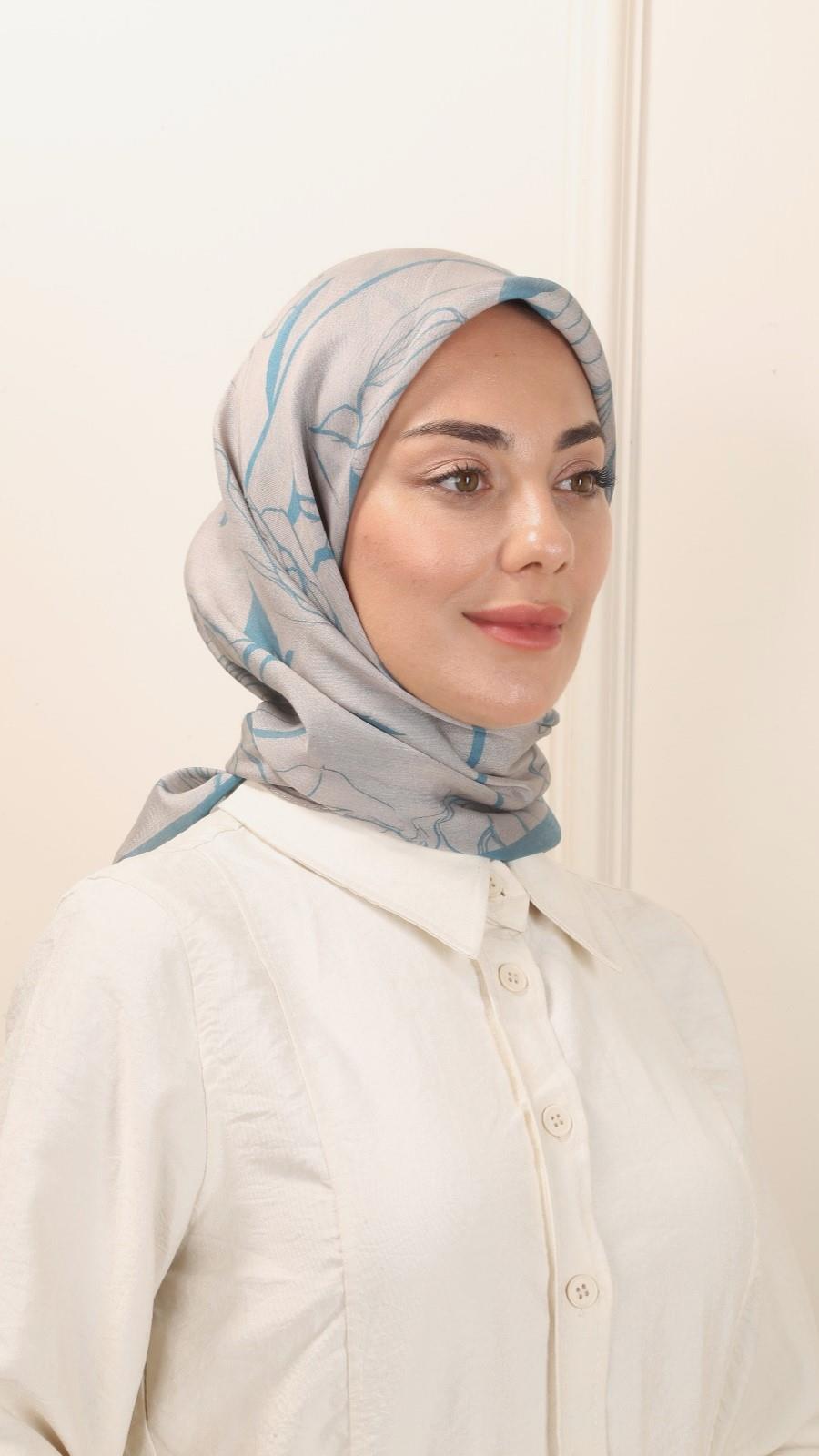 Locella Modal İpek Eşarp Turkuaz-9