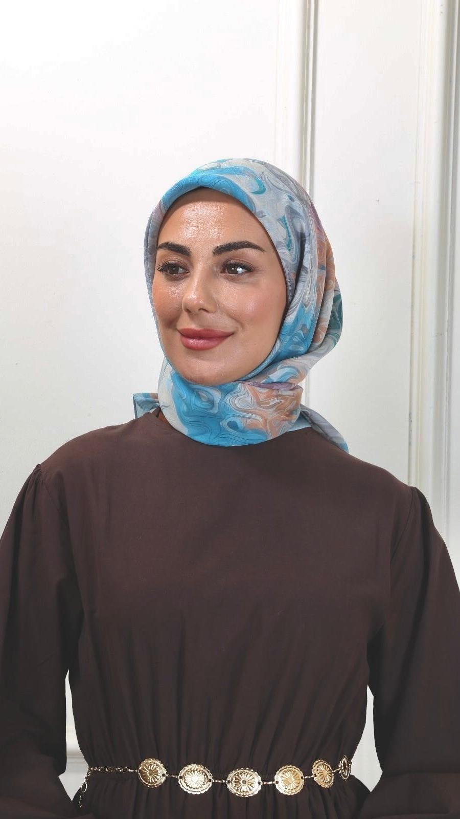 Locella Modal İpek Eşarp Mavi-10