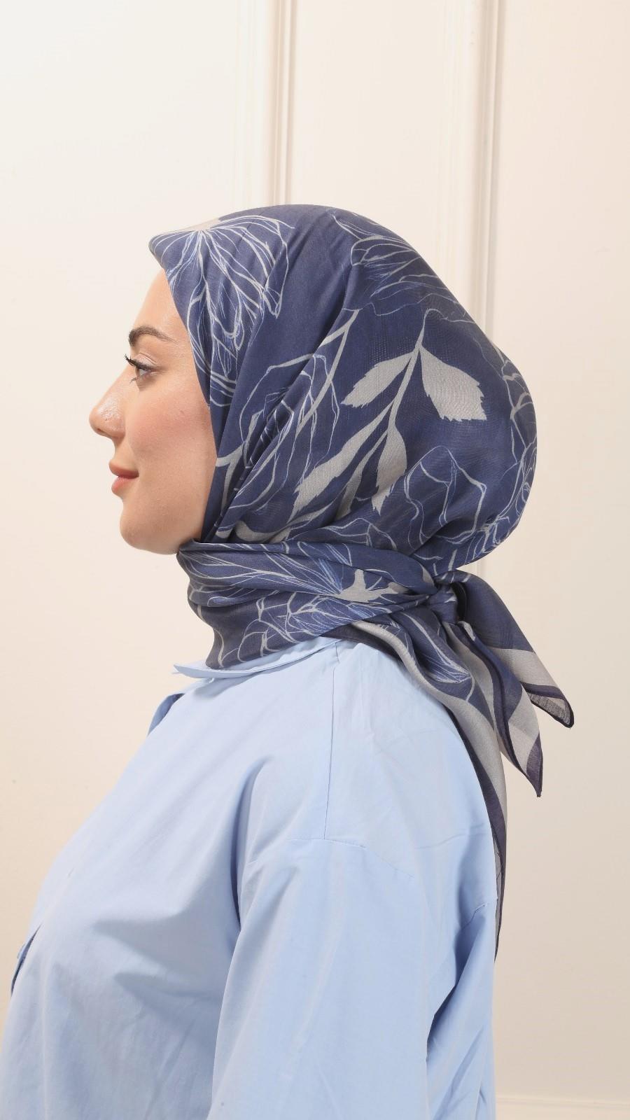 Locella Modal İpek Eşarp Koyu Mavi-2