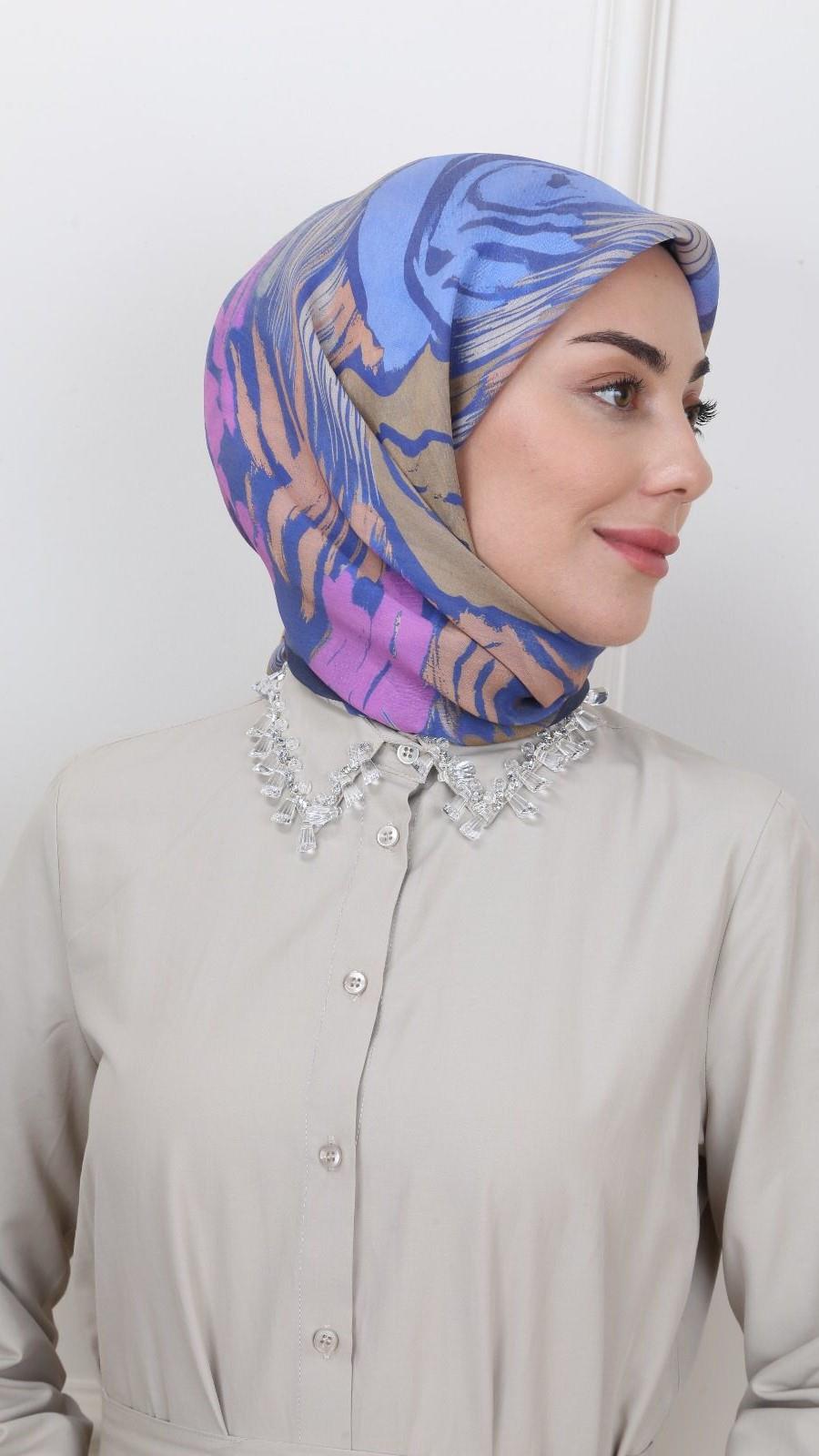 Locella Modal İpek Eşarp Lacivert-6