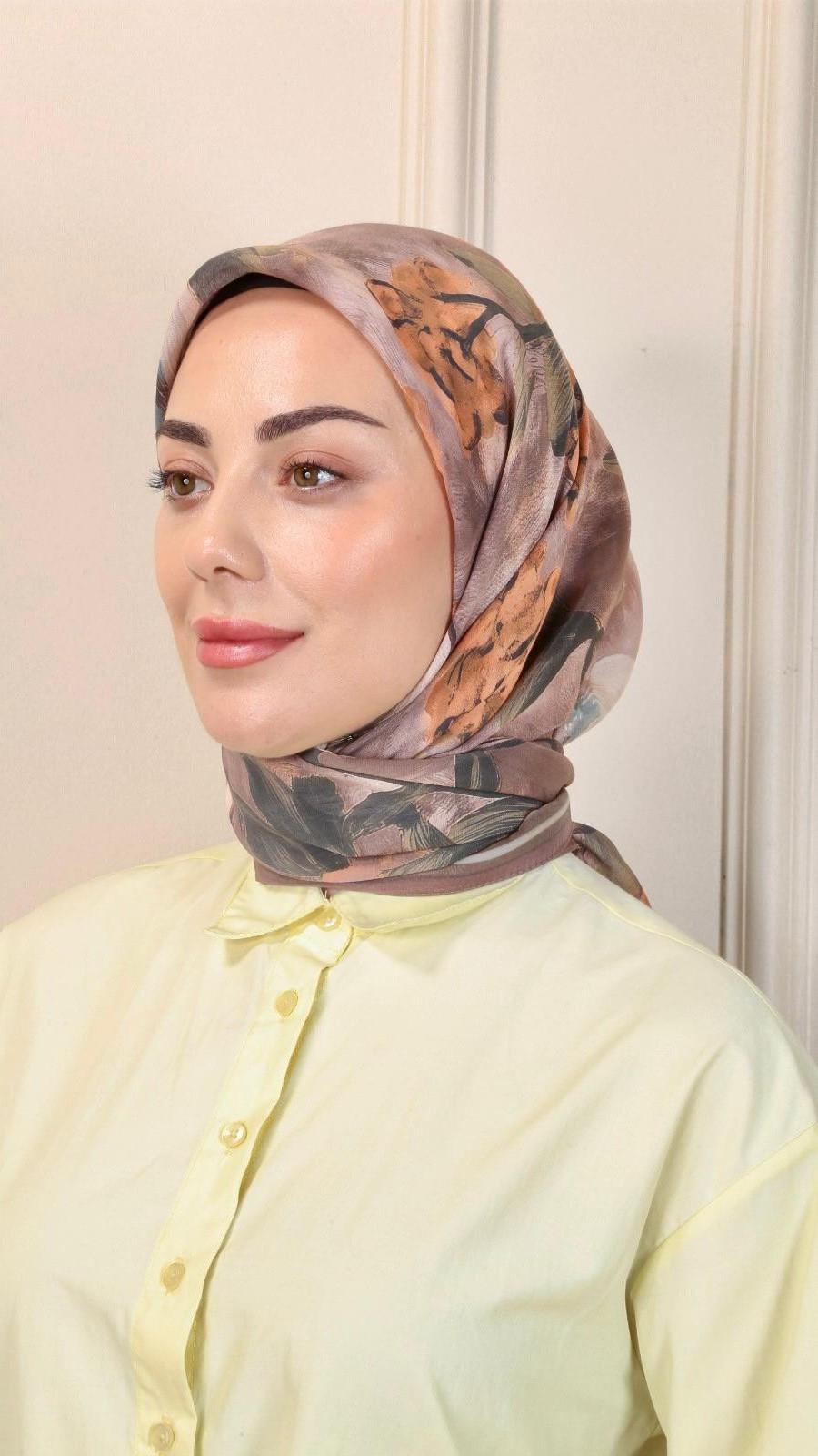 Locella Modal İpek Eşarp Kahve-7