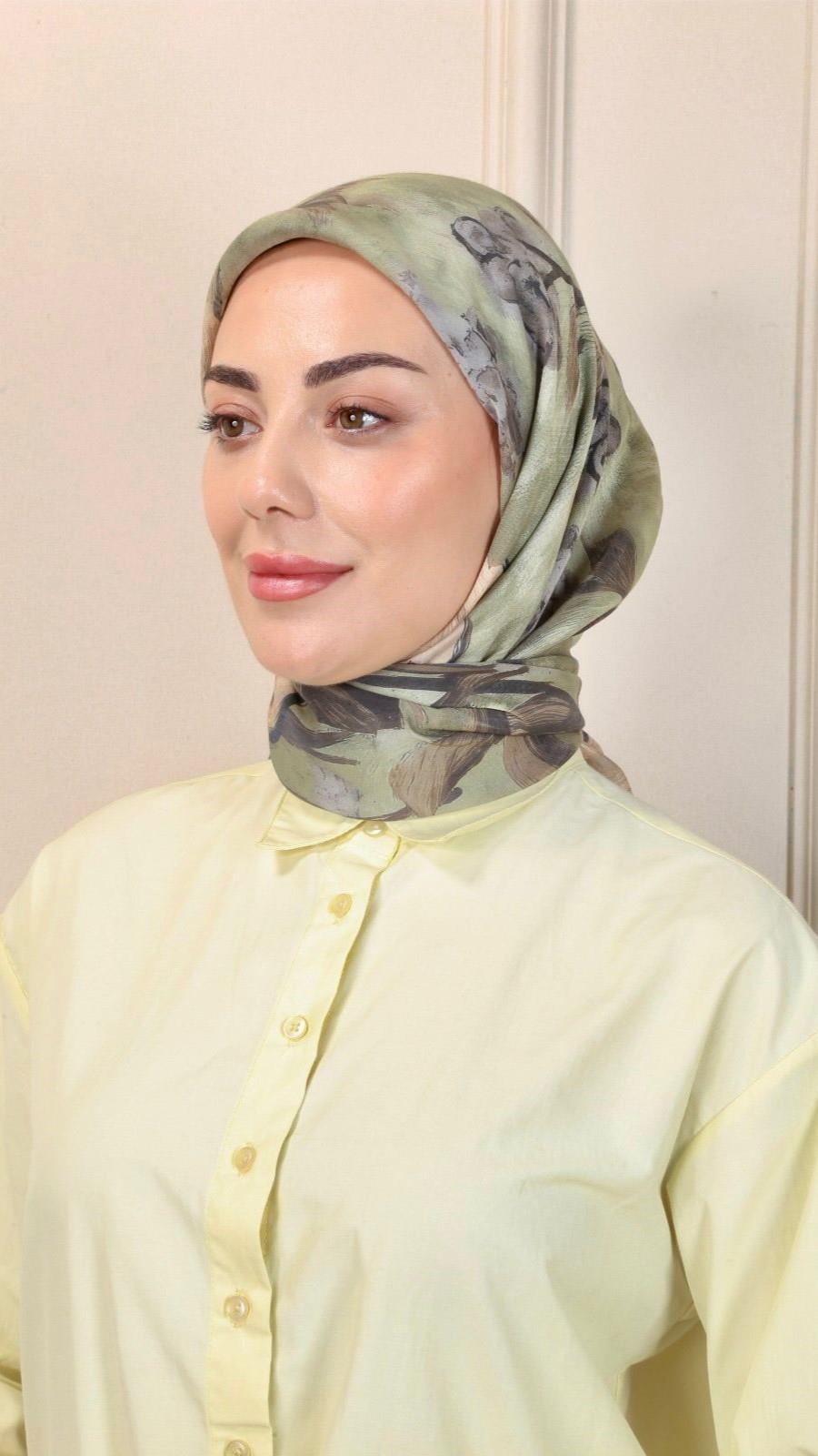 Locella Modal İpek Eşarp Yeşil-5