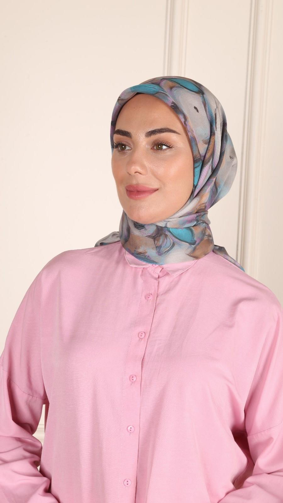 Locella Modal İpek Eşarp Mavi-8