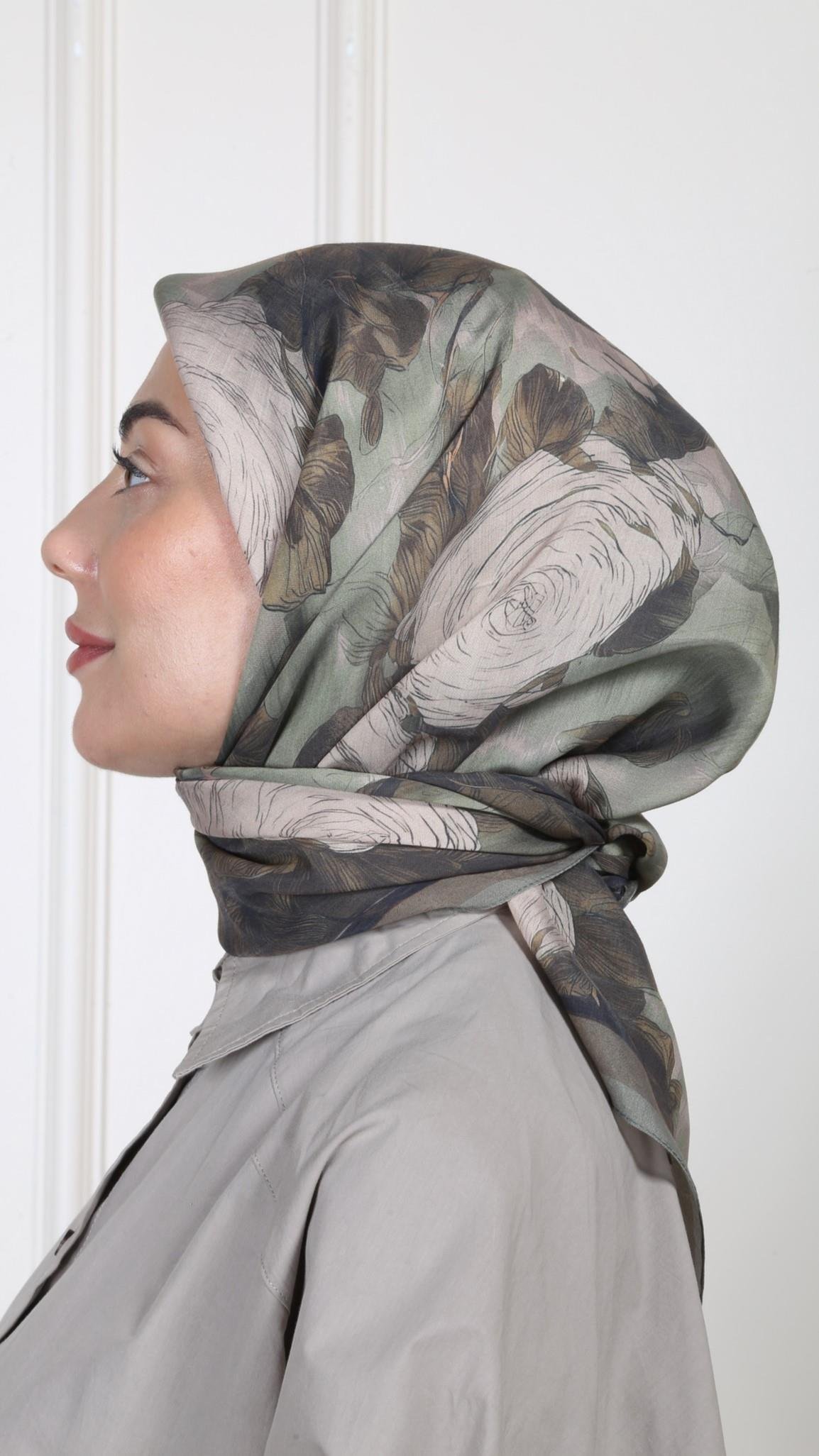 Locella Modal İpek Eşarp Haki Yeşil-6