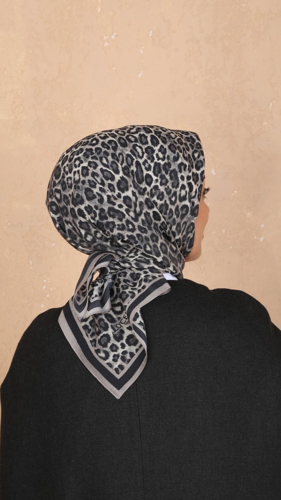 Locella Modal İpek Eşarp Siyah Gri-2