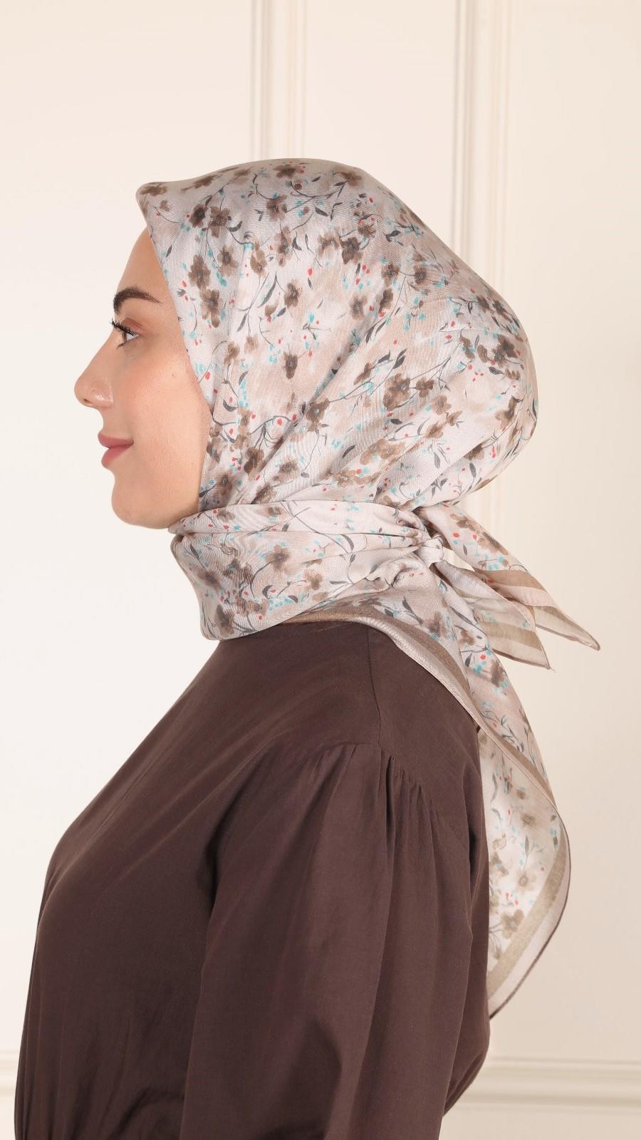 Locella Modal İpek Eşarp Kahve-3