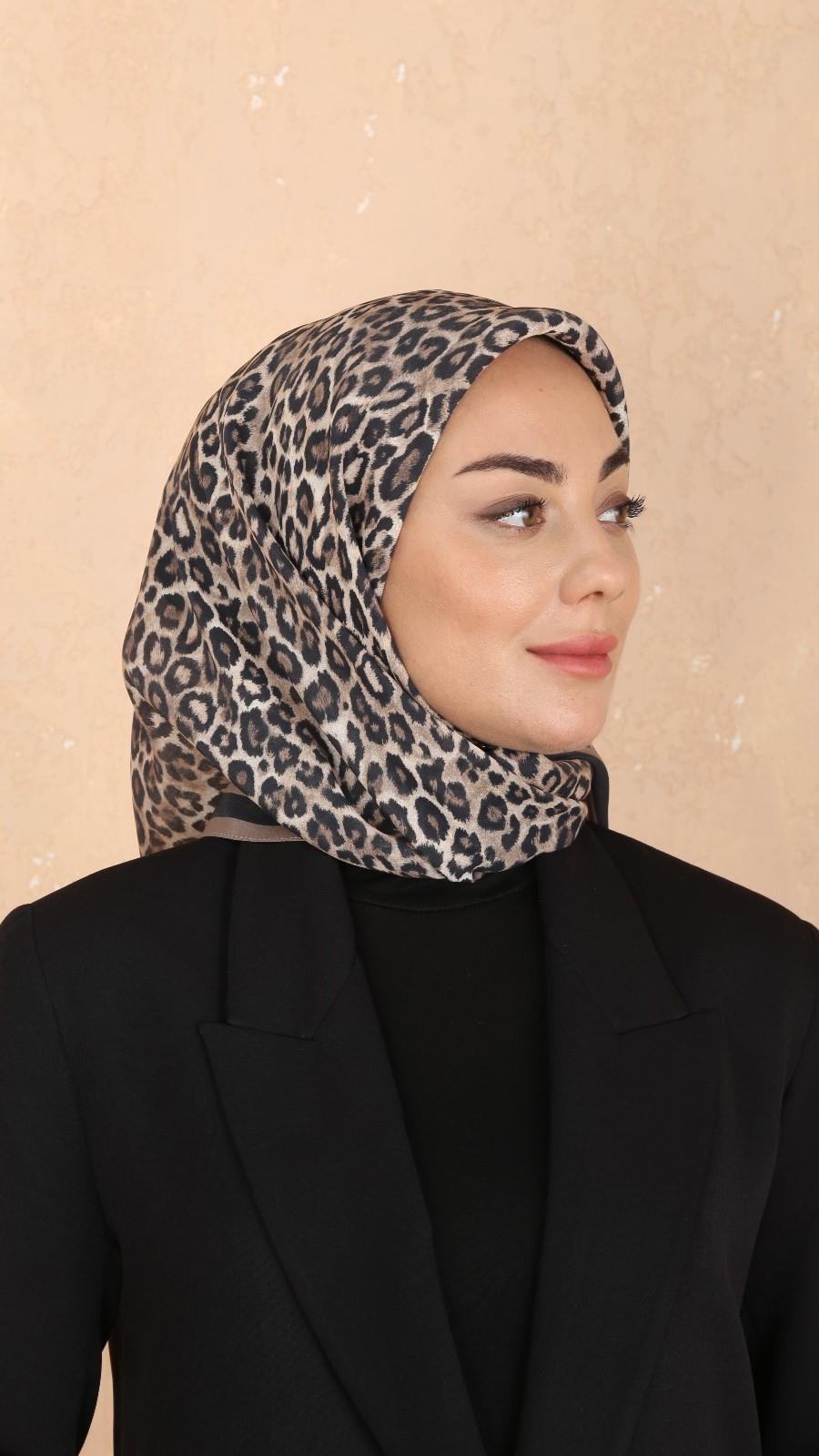 Locella Modal İpek Eşarp Siyah Vizon-4