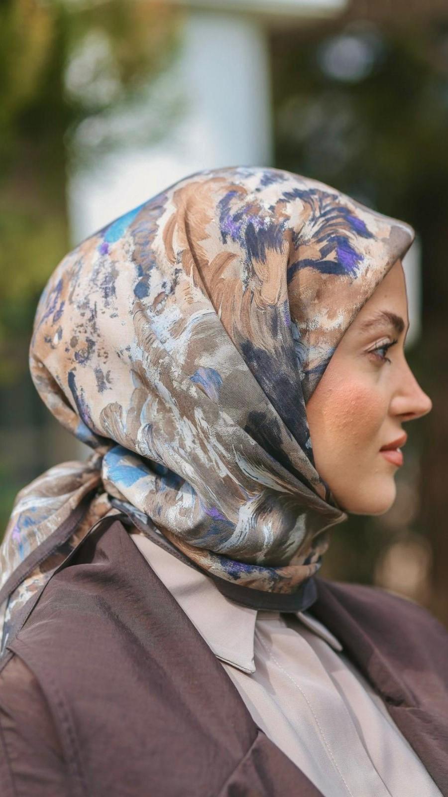 Locella Modal İpek Eşarp Kahve-6