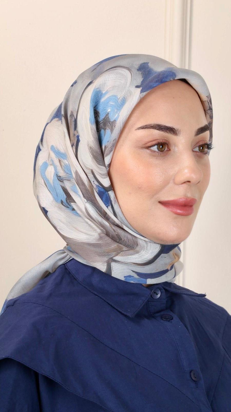 Locella Modal İpek Eşarp Lacivert-6