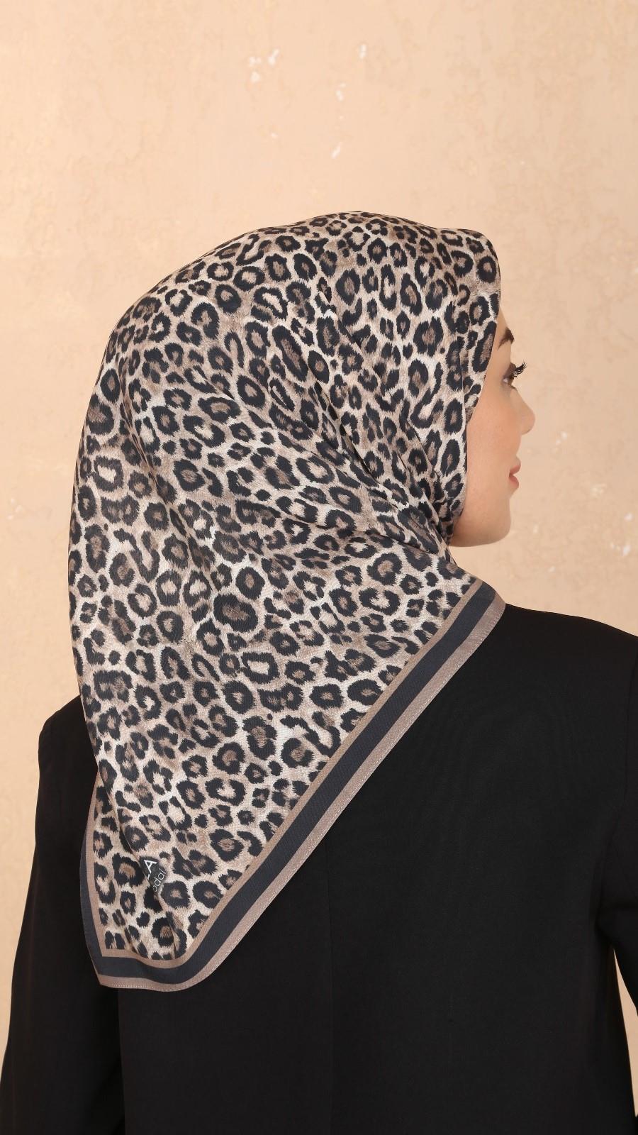 Locella Modal İpek Eşarp Siyah Vizon-4