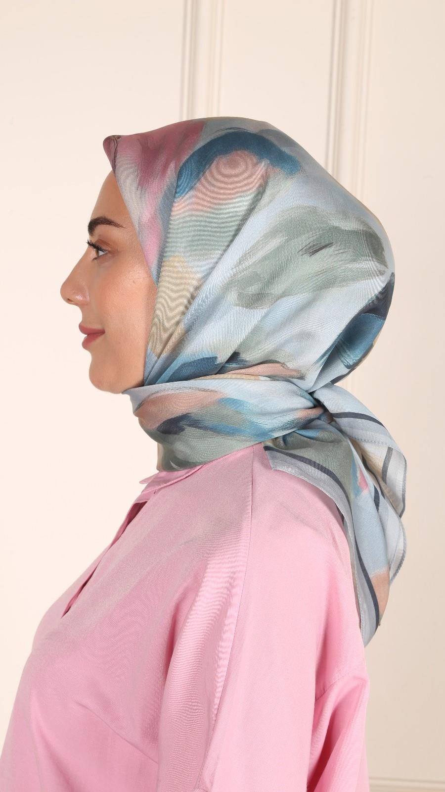 Locella Modal İpek Eşarp Açık Mavi-9