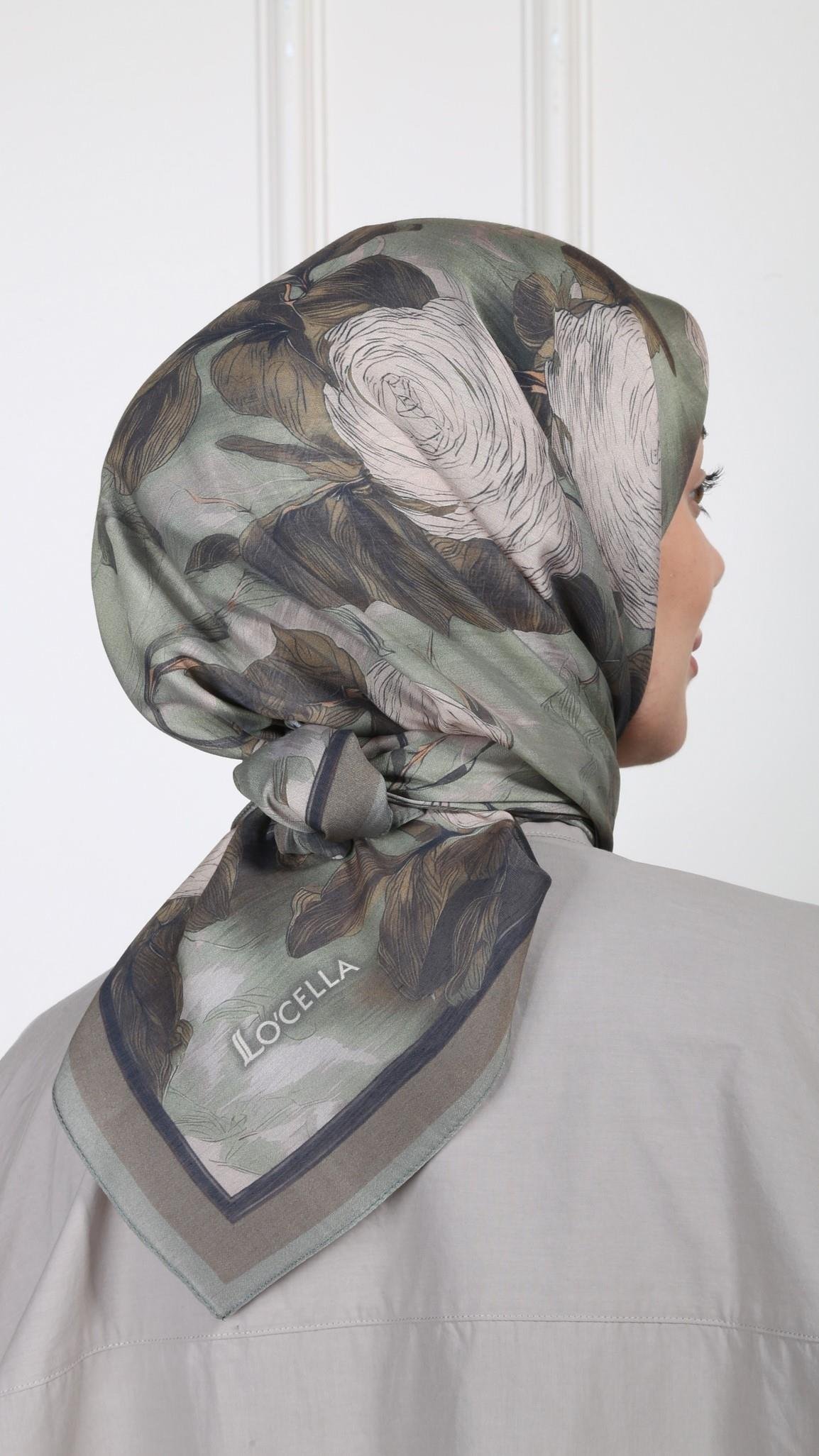 Locella Modal İpek Eşarp Haki Yeşil-6