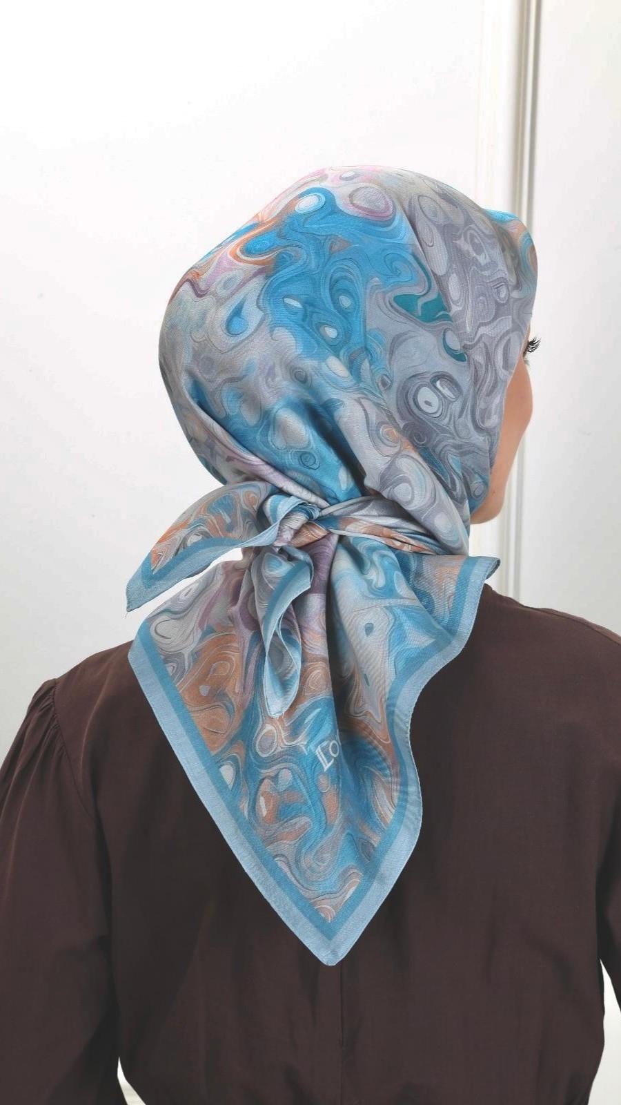 Locella Modal İpek Eşarp Mavi-10