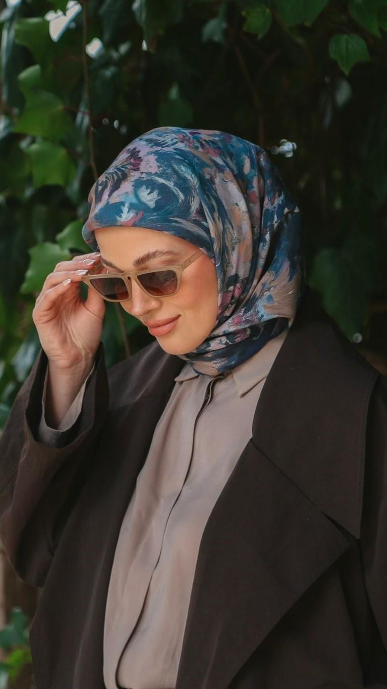 Locella Modal İpek Eşarp Lacivert-7